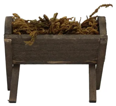 Produktbild von Futterkrippe aus Holz mit Moos, 7 cm - Krippenzubehör