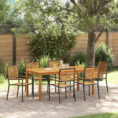 Imagen del producto de Maison Exclusive - Juego de mesa para jardín, 7 piezas, color , madera maciza de acacia