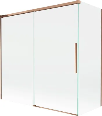 Image de Mexen Rox Paroi pliante coulissante pour baignoire à 2 volets 160 + 80 x 150 cm, transparent, or rose - 8C9-160-080-60-00