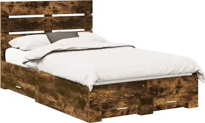 Immagine prodotto di Struttura del letto con testiera in legno effetto noce, dimensioni 120 x 190 cm