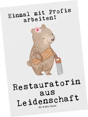 Produktbild von Mr. & Mrs. Panda Postkarte Restauratorin Leidenschaft - Weiß - Geschenk, Fotokarte, Ansichtskarten, Postkarten, bildkarte, Grußkarte