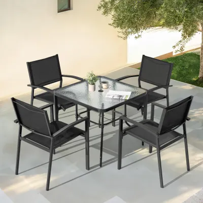 Produktbild von 5-teiliges Gartenmöbel Set, Esstisch und 4 stapelbare Gartenstühle