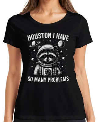 Obrázek produktu pro Houston I really have so many problems Raccoon Astronaut Dámské tričko, černá, S