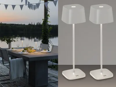 Produktbild von 2er Set USB Akku Tischlampen ohne Kabel & Strom, Terrassenlampen mit Batterie