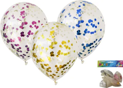 Zdjęcie produktu dla Nadmuchiwany balon 30cm - zestaw 5 sztuk, z konfetti