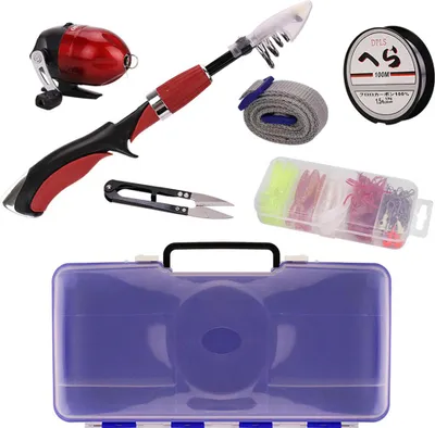 Produktbild von 60 Stück Angelrute Mini Reel Combo Tackle Set Teleskop für Kind 60-teilige Kinder Stange set_1.4 Meter