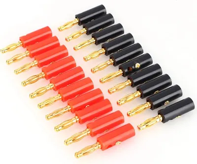 Zdjęcie produktu dla 20 sztuk/opakowań czarno-czerwonego kabla audio 4 mm z wtyczką bananową i adapterem żeńskim