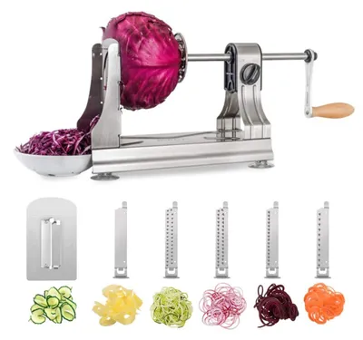 Produktbild von Spiralschneider mit 6 Klingen und 4 Saugnäpfen für Spiralen, Gemüse-Spiralschneider für Karotte, Gurke, Kartoffel, Kürbis, Zucchini