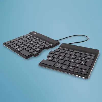 Zdjęcie produktu dla R-Go Tools Ergonomiczna R-Go Split Break klawiatura, z oprogramowaniem do robienia przerw, QWERTY (ES), Bluetooth, czarna, Bezprzewodowy, Bluetooth, Przełącznik nożycowy, QWERTY, Czarny