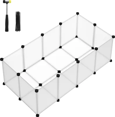 Produktbild von SONGMICS Kleintierkäfig, Freigehege mit Bodenplatten, 125 x 63 x 42 cm, weiß