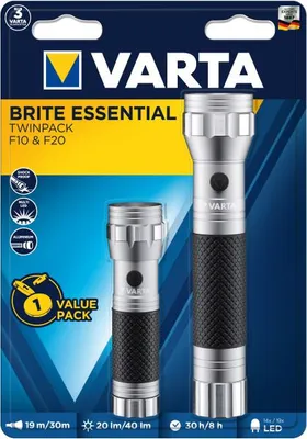 Produktbild von VARTA Taschenlampe BriteEssential TwinPack F10&F20 LED LW:19/30m 15628101402