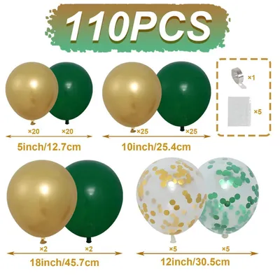 Productafbeelding van Ballonboog groen en goud, 110 stuks, voor feestdecoratie
