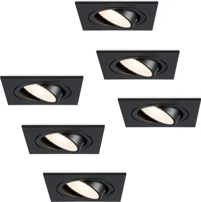 Produktbild von hoftronic LED Einbaustrahler 4W 345 Lumen 4000K Schwarz 6er Set