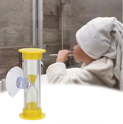 Image de Sablier - Jaune - 2 minutes - Temps de douche - 2 pièces - Minuteur - Minuteur de douche - Chronométrage - Brossage des dents - Douche - Mesure du temps - Avec ventouse - CHPN