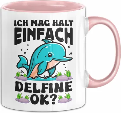 Produktbild von Delfin-Liebhaber Tasse Geschenk Ich Mag Halt Einfach Delfine Ok Geschenkidee Geburtstag Kaffee-Becher (Rosa)