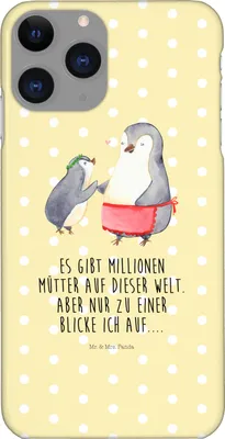 Produktbild von Mr. & Mrs. Panda Iphone 11 Pro Handyhülle Pinguin mit Kind - Gelb Pastell - Geschenk, Handy Case, Premium Kunststoff, Familie, Muttertag, Lieblingsmensch, Pinguine