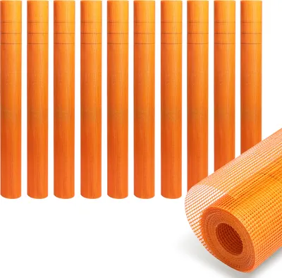 Zdjęcie produktu dla TolleTour 10 rolek siatki zbrojeniowej 160 g/m² 4x4 mm siatka tynkarska siatka z włókna szklanego siatka w kolorze pomarańczowym 500 m²