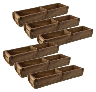 Produktbild von Novaliv 6x Holzkiste Vintage 58 x 15 x 10 cm Alte Ziegelform Holz Groß ZWEI KAMMER Allzweckkiste aus recyceltem Altholz Balken Jede Form EIN Unikat