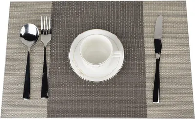 Produktbild von 6er Set Platzsets 30x45cm Platzdeckchen Rutschfest Abwaschbar Tischmatten PVC Abgrifffeste Hitzebeständig Tischsets, Platz-Matten für küche, Braun