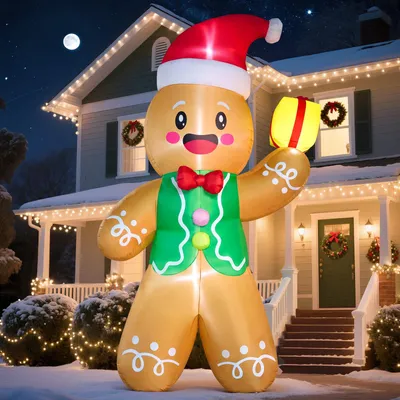 Aufblasbarer Lebkuchenmann 427 cm mit LED, Weihnachtsdeko