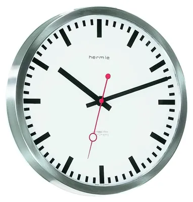 Wanduhr, Edelstahl, silber, Ø 30 cm, funkgesteuert, analog