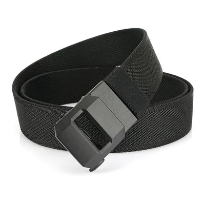 Immagine prodotto di Cintura regolabile in nylon con fibbia a cricchetto da 120 cm, cintura da uomo con chiusura a cricchetto, cintura da pantaloni da uomo nera - NYBELT