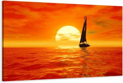 Produktbild von 5059 Segelboot Sonnenuntergang Leinwandbild 120x80 cm