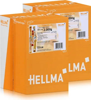 Produktbild von Hellma Rohrzucker-Sticks 2kg - Zucker für die Gastronomie (2er Pack)