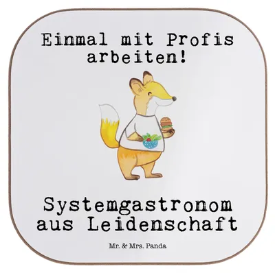 Produktbild von Mr. & Mrs. Panda Untersetzer Systemgastronom Leidenschaft - Weiß - Geschenk, Holzuntersetzer, Gläser, Tassen, gläseruntersetzer, Coaster, für