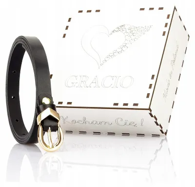 Produktbild von Gracio Damen Ledergürtel Schwarz Goldene Schnalle