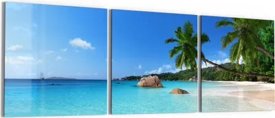 Produktbild von DEQORI Glasbild Echtglas 3x50x50 cm 'Bilderbuchstrand' Wandbilder XXL groß