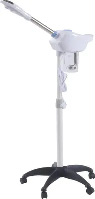 Immagine prodotto di Vapozone vaporizzatore per il viso su rotelle, professionale, portatile, ugello a 360°, regolabile in altezza, bianco, per saloni di bellezza e spa