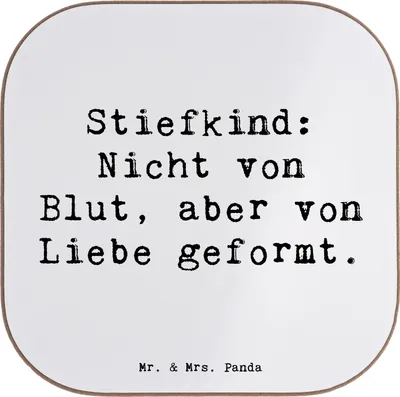 Produktbild von Mr. & Mrs. Panda PErsonalisierte Bierdeckel Stiefkind von Liebe - Weiß - Geschenk, Bindung, Familienliebe, Patchworkfamilie, Jubiläen, Verwandte, Familienbindung
