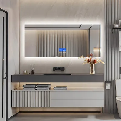 Immagine prodotto di Specchio da bagno con illuminazione, 60 x 100 cm, visualizzazione della temperatura, funzione antiappannamento