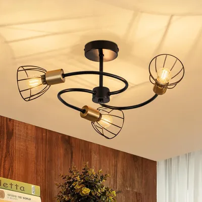 Zdjęcie produktu dla ZMH lampa sufitowa czarna metalowa lampa sufitowa do salonu 3 płomienna lampa wisząca E14 abażur lampa do salonu lampa sufitowa industrialna lampa do sypialni