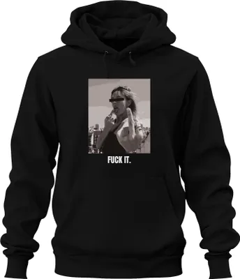 Zdjęcie produktu dla Fuck It Middle Finger Rebel Statement Sarcasm Streetwear Uni Bluza z kapturem, Czarny, L