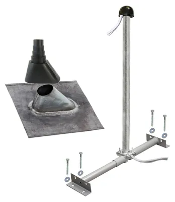 Produktbild von PremiumX BASIC Dachsparrenhalter 100cm SAT Mast Bleiabdeckblech Set schwarz