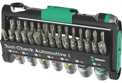 Obrázek produktu pro Wera Tool-Check Automotive 1, 1 kusů, Černá, Zelená, Nerezová ocel, Nerezová ocel, 478 g, 51 mm, 218 mm