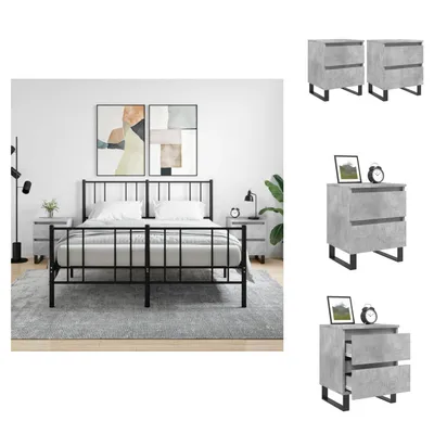 Immagine prodotto di vidaXL Comodini 2 pz. Grigio cemento 40x35x50 cm materiale a base di legno - Comodini