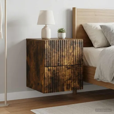 Productafbeelding van vidaXL Wandmontabele nachtkastjes, 2 stuks, gerookt eikenhout, 33 x 34,5 x 40 cm