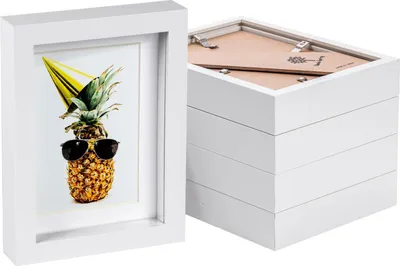 Produktbild von 5x weiß 5 "x 7" 3D Box Fotorahmen mit weiß 4 "x 6" montieren - stehend hängend handwerk schattenbild display - von nicola frühling