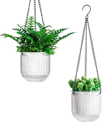 Image de Lot de 2 pots suspendus, 13,5 cm, extérieur, intérieur, pots de fleurs