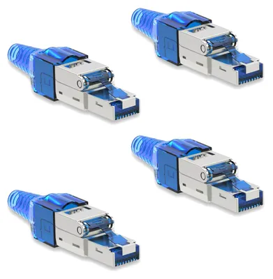 Produktbild von Netzwerkstecker Cat7 CAT 7 RJ45 Stecker 4x Steckverbinder werkzeuglos geschirmt