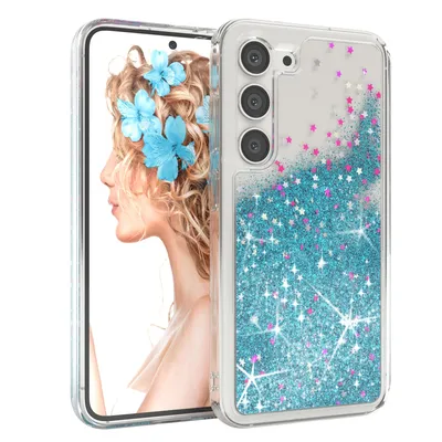 Produktbild von EAZY CASE - Glitzer Hülle kompatibel mit  Samsung Galaxy S23 Glitzer Schutzhülle, Soft Case, Backcover Transparent mit Motiv