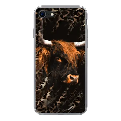 Produktbild von MuchoWow® Handyhülle Schutzhülle Hülle für iPhone 7 Schottischer Highlander - Pantherdruck - Schwarz Silikon Softcase Handy Hülle - Kartenhalter