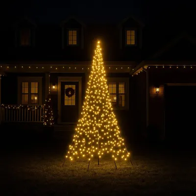 Produktbild von Meisterhome® XXL LED Weihnachtsbaum 3,6 m – 600 LEDs Extra Warmweiß – Beleuchteter Tannenbaum mit Mast für Außen – 8 Lichtfunktionen & Timer – IP44