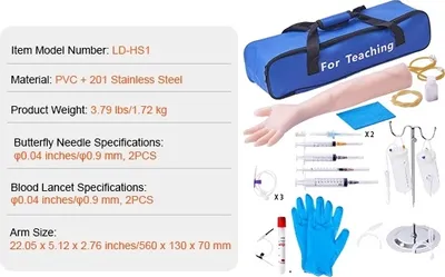Zdjęcie produktu dla Zestaw do ćwiczeń z flebotomii, realistyczne ramię treningowe, kilka igieł motylkowych, igła motylkowa 2