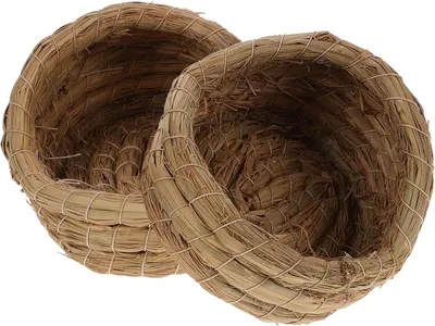 Imagen del producto de Nido de paja trenzado, pequeño, 2 unidades, 15 cm, para animales pequeños