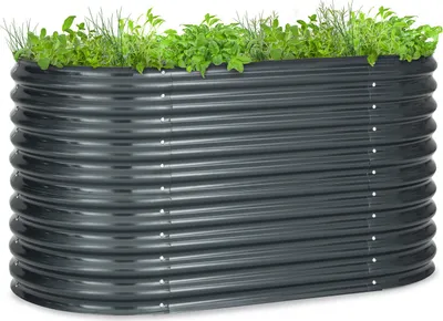 Image de High Grow Jardinière surélevée 160 x 80 x 80 cm Tôle d'acier ondulée montage facile