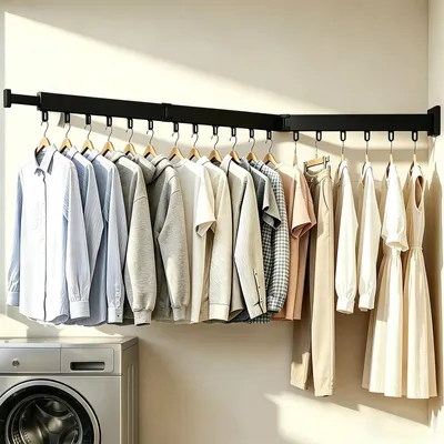Produktbild von Omgoods – Klappbare, an der Wand montierbare Wäscheständer mit 18 Haken